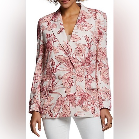Ella Rafaella Linen Blend Botanical Print Blazer, sz 3X - Picture 2 of 15